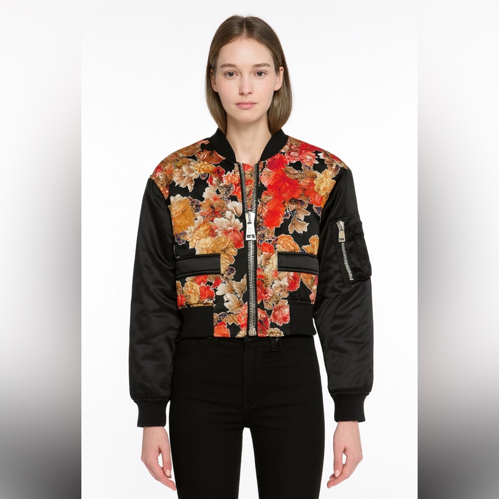 Givenchy Black Floral Reversible Bomber Jacket -  Size 40